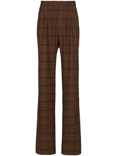 Shop Nanushka Ander Check-pattern Trousers In Brown