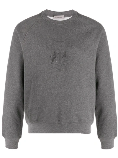 Shop Corneliani Embroidered Sweatshirt In Grey