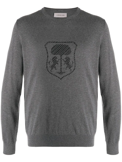 Shop Corneliani Logo Patch Sweatshirt In Grey