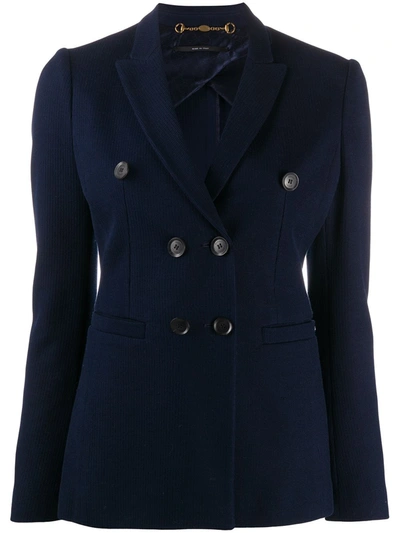 Shop Gucci Double-breasted Blazer In Blue