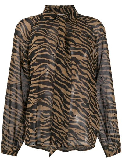 Shop Liu •jo Tiger Print Shirt In Brown