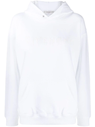 Shop Givenchy Logo Print Hoodie In White