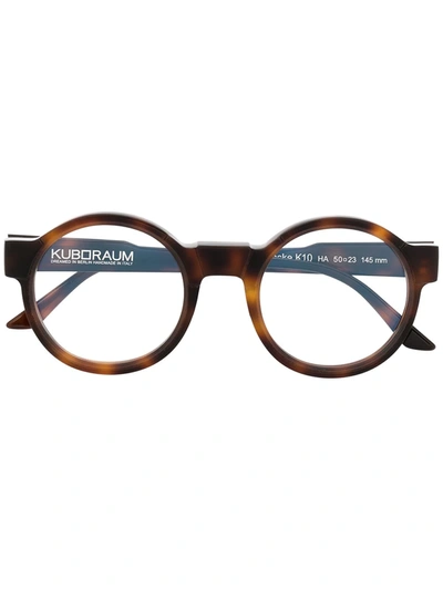 Shop Kuboraum Round Frame Glasses In Brown