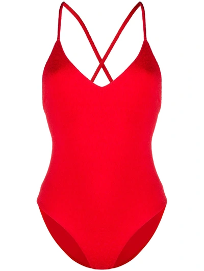 Shop Mara Hoffman Textured Swimsuit In Red