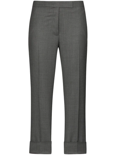 Shop Thom Browne Cropped Slim Leg Trousers In Grey