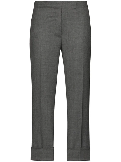 Thom Browne Cropped Slim Leg Trousers In Grey