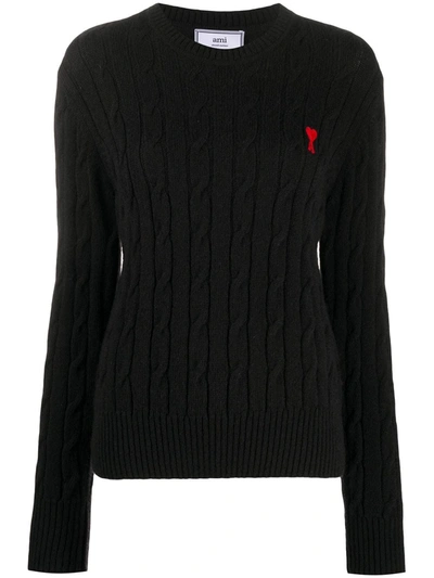 Shop Ami Alexandre Mattiussi Ami De Coeur Cable Knit Jumper In Black