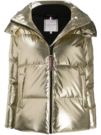 Shop Tommy Hilfiger Hooded Down Jacket In Gold