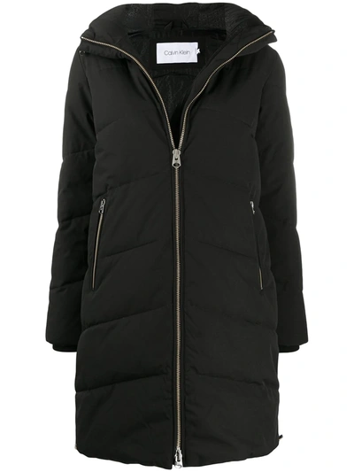 Shop Calvin Klein Hooded Puffer Coat In Black