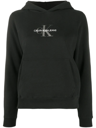Shop Calvin Klein Jeans Est.1978 Logo Print Cotton Hoodie In Black