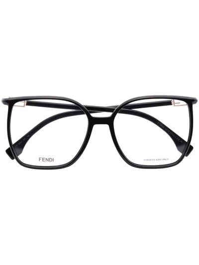 Shop Fendi Black Oversized Round Optical Glasses In Schwarz