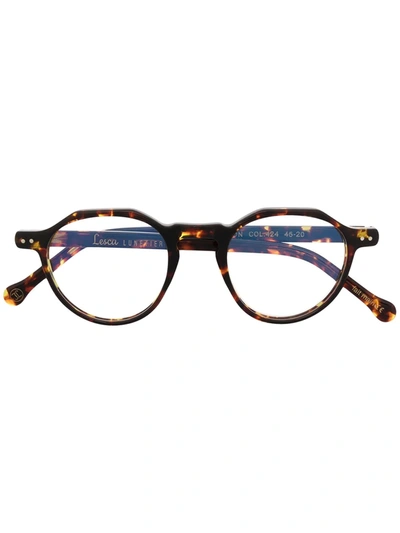 Lesca Round Frame Glasses In Braun