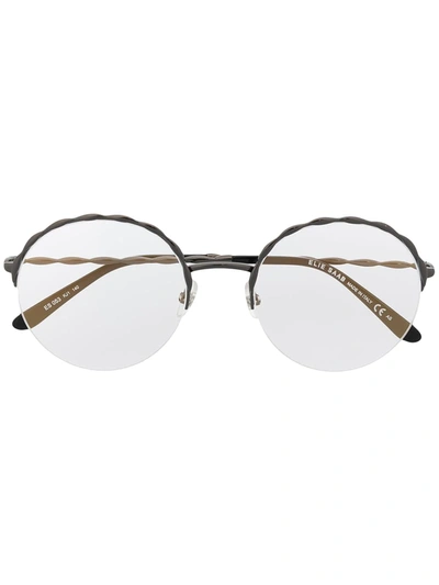 Shop Elie Saab Wavy-detail Round-frame Glasses In Schwarz