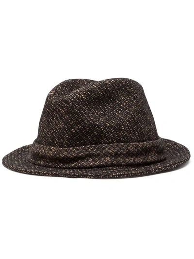 Shop Dolce & Gabbana Tweed Fedora Hat In Brown