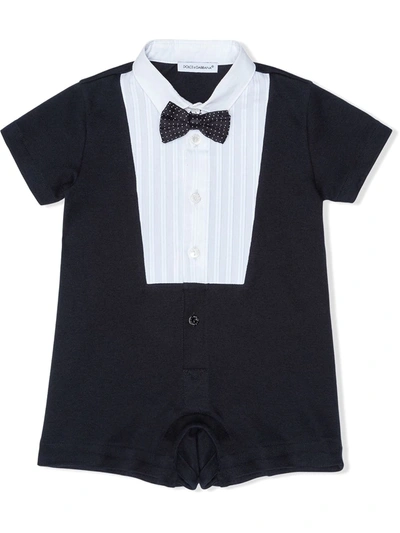 Shop Dolce & Gabbana Cotton Tuxedo Romper In Black