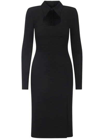 Shop Dolce & Gabbana Collared Calf-length Dress In Black