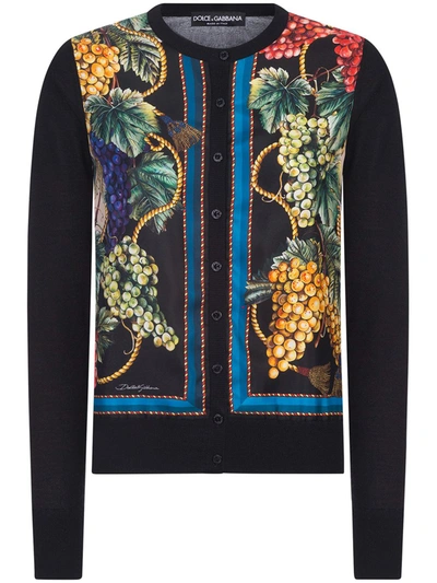 Shop Dolce & Gabbana Grape-print Buttoned Cardigan In Black