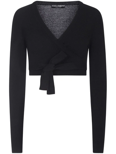Dolce & Gabbana Cropped Wraparound Cardigan In Black | ModeSens