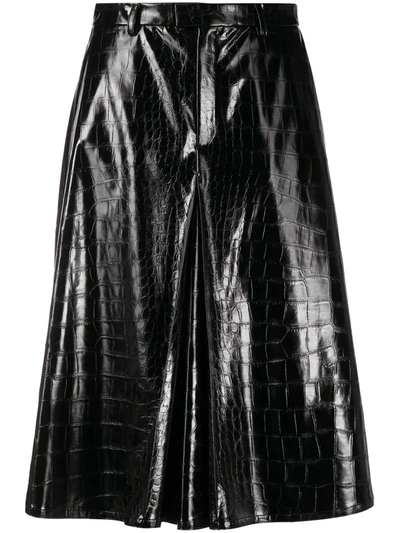 Shop Maison Margiela Embossed Faux-leather Shorts In Black