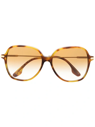 Shop Victoria Beckham Navigator Square Sunglasses In Gold