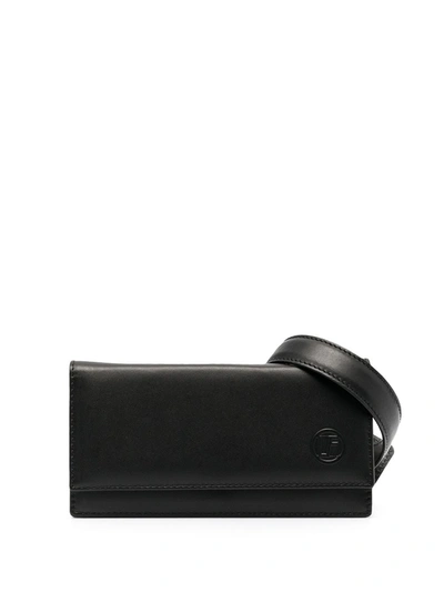 Shop Linda Farrow Embossed-logo Leather Belt Bag In Black