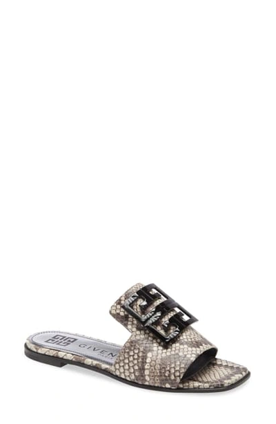 Shop Givenchy 4g Logo Slide Sandal In Stone Grey