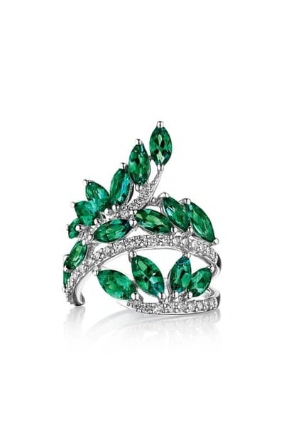 Shop Hueb Botanica Diamond & Emerald Ring In White Gold/ Diamond