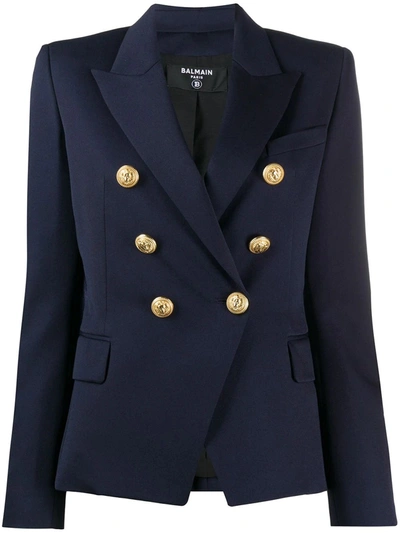 Shop Balmain Jackets In Marine