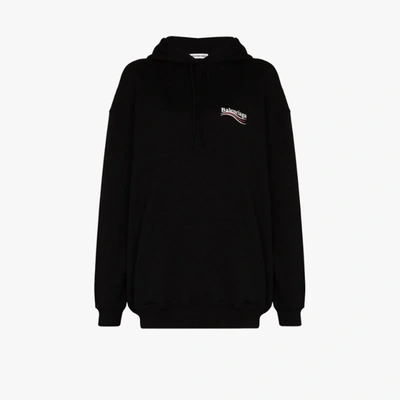 Shop Balenciaga Kapuzenpullover Mit Logo-print In Schwarz