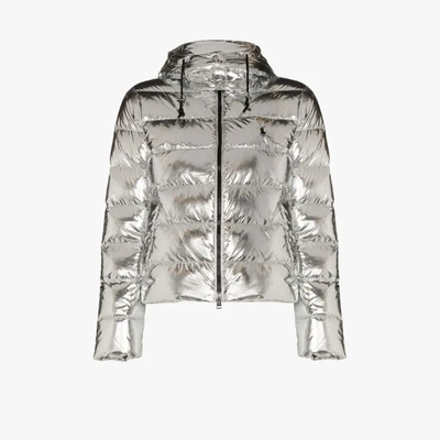 Shop Polo Ralph Lauren Silver Ripstop Hooded Puffer Jacket
