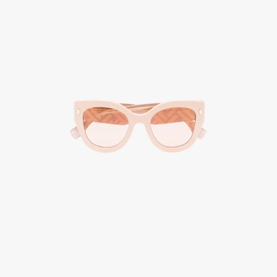 Shop Fendi Pink Ff Logo Round Sunglasses