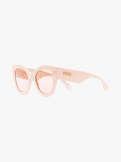 Shop Fendi Pink Ff Logo Round Sunglasses