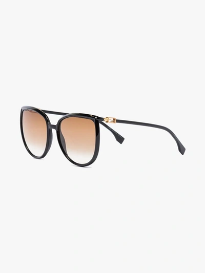 Shop Fendi Black Oversized Round Sunglasses