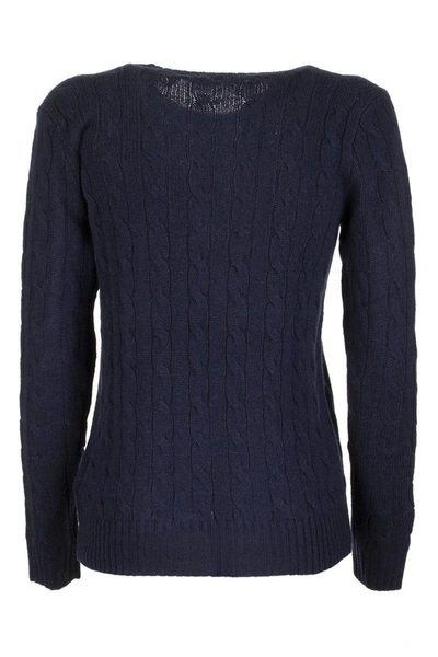 Shop Ralph Lauren Cable Knit Wool And Cashmere Sweater In Blue