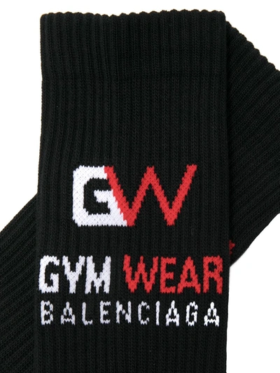 Shop Balenciaga Logo Ankle Socks In Black