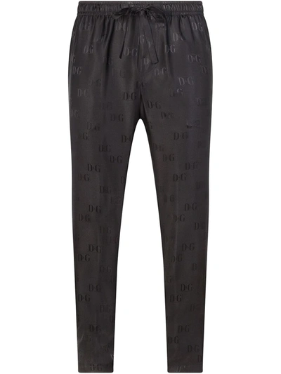 Shop Dolce & Gabbana Silk Jacquard Pajama Bottoms In Black