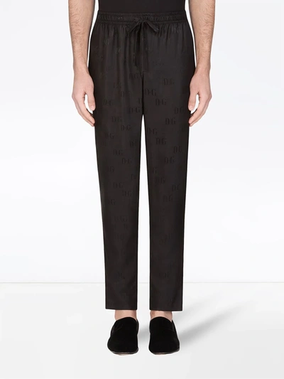 Dolce & Gabbana Logo-jacquard Drawstring Track Pants In Black