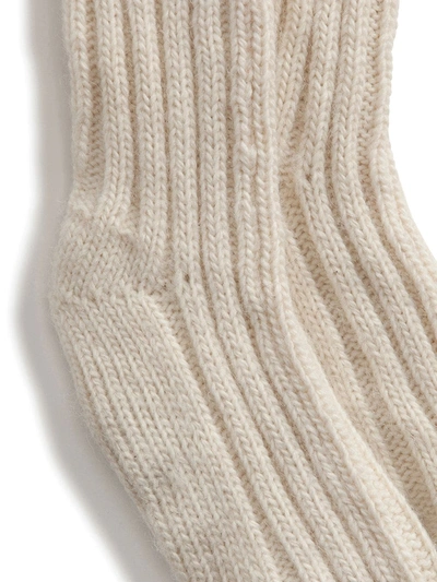 Shop Dolce & Gabbana Ribbed-knit Mid-calf Socks In White