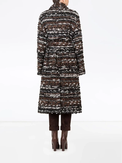 Shop Dolce & Gabbana Belted Tweed Robe-style Coat In Brown