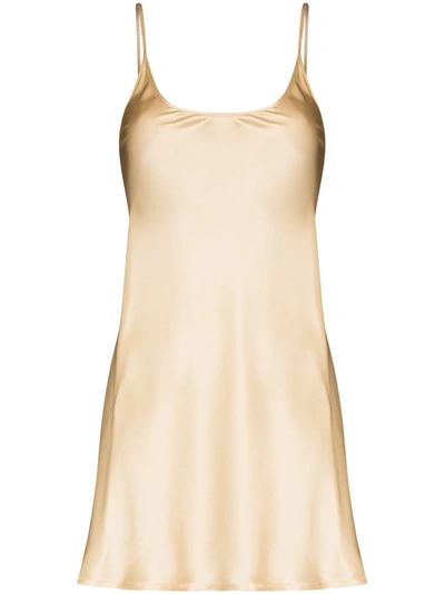 Shop La Perla S8 Short Silk Slip Dress In Gold