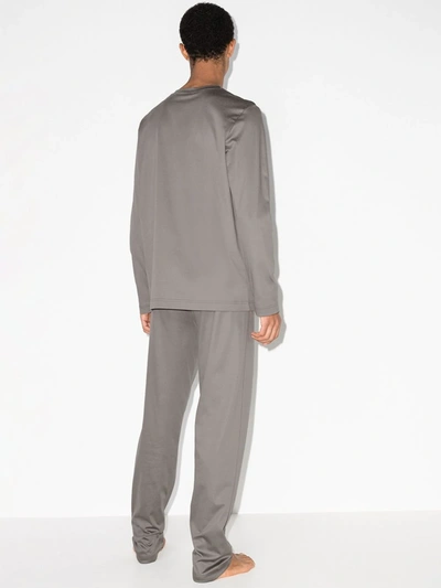 Shop Zimmerli V-neck Two-piece Pyjama In Grey