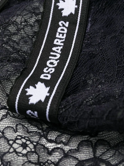 Shop Dsquared2 Logo Waistband Lace Briefs In Black