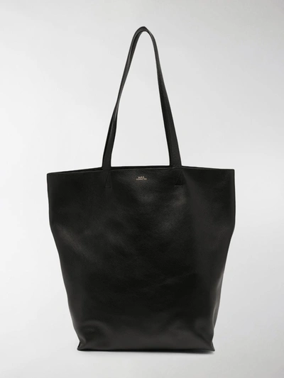 Shop Apc Calf Leather Tote Bag In Black