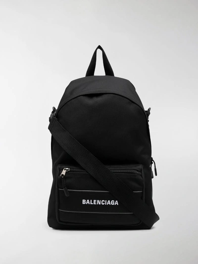 Shop Balenciaga Logo Print Backpack In Black