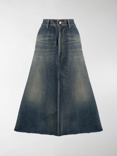 Shop Balenciaga A-line Denim Skirt In Blue