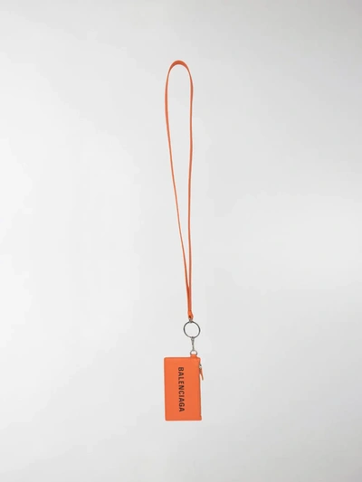 Shop Balenciaga Logo Print Purse In Orange