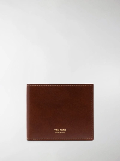 Shop Tom Ford Logo-embossed Leather Wallet In Brown