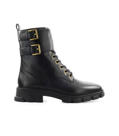 Shop Michael Kors Ridley Black Leather Combat Boot