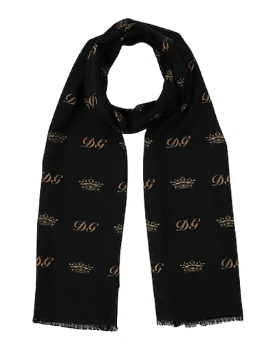 Shop Dolce & Gabbana Woman Scarf Black Size - Silk, Wool, Virgin Wool