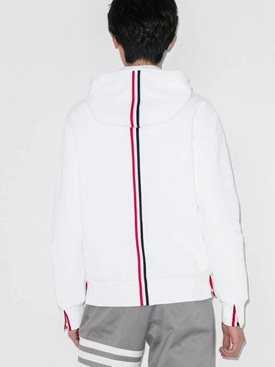 Shop Thom Browne Kapuzenjacke Mit Streifendetail In Weiss